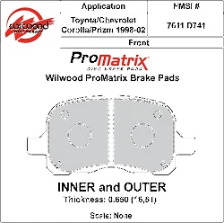 Klocki hamulcowe Wilwood 150-D0741K PM ProMatrix D741 Street Performance Racing Pads .65