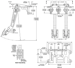 Wilwood 340-16382 Swing Mount Brake and Clutch Pedal 5.5-6.25:1 Triple M/C