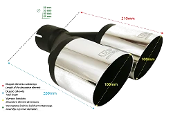 Uniwersalna końcówka tłumika okrągła 100mm długość 200mm średnica montażowa 50mm - N2-101*/50