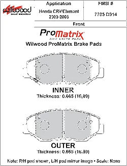 Klocki hamulcowe Wilwood 150-D0914K PM ProMatrix D914 Street Performance Racing Pads .665