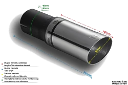 Uniwersalna końcówka tłumika okrągła 60mm długość 140mm średnica montażowa 45mm - N1-05*/45