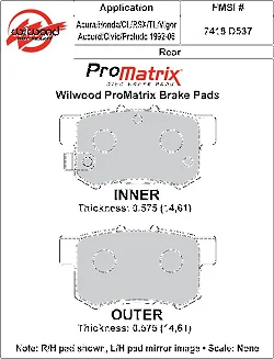 Klocki hamulcowe Wilwood 150-D0537K PM ProMatrix D537 Street Performance Racing Pads .58