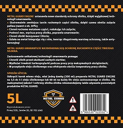 Dodatek Do Oleju Metal Guard Engine Zmniejsza Tarcie i Chroni Silnik 5L - MGE5