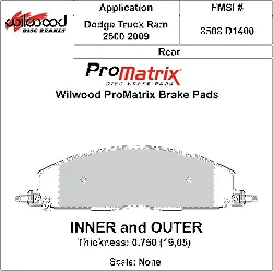Klocki hamulcowe Wilwood 150-D1400K PM ProMatrix D1400 Street Performance Racing Pads .75