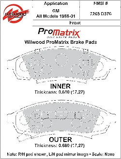 Klocki hamulcowe Wilwood 150-D0376K PM ProMatrix D376 Street Performance Racing Pads .68