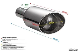 Uniwersalna końcówka tłumika okrągła 100mm długość 150mm średnica montażowa 50mm - N1-60/50