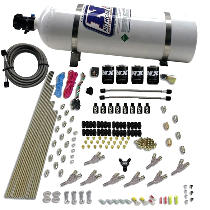8 Cylinder S.T.D Annular Nozzle Direct Port 4 Solenoids Carburted Applications with 15Lb Bottle Nitrous Express NX 80018-15