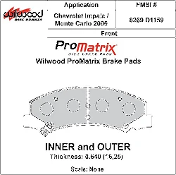 Klocki hamulcowe Wilwood 150-D1159K PM ProMatrix D1159 Street Performance Racing Pads .64