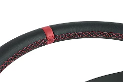 Kierownica sportowa FMIC.Pro Classic skórzana 350mm odsadzenie 33mm czerwona