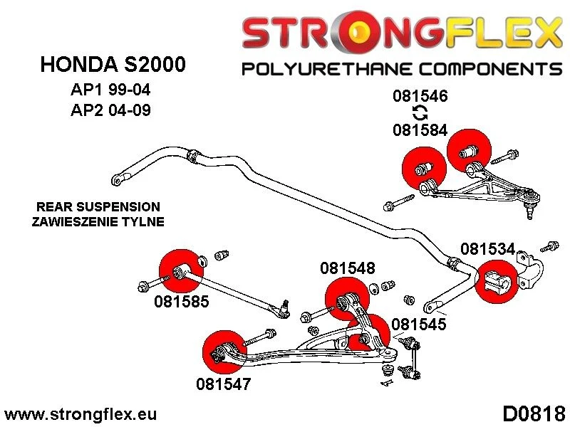 081534B: Tuleja stabilizatora tylnego / przedniego Honda Accord - 081534B_25,4mm
