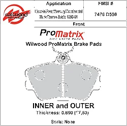 Klocki hamulcowe Wilwood 150-D0598K PM ProMatrix D598 Street Performance Racing Pads .69