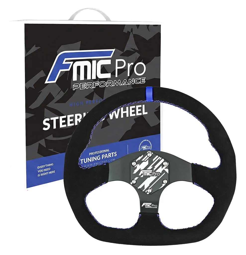 Kierownica sportowa FMIC.Pro D-Shape zamszowa 325mm odsadzenie 42mm niebieska