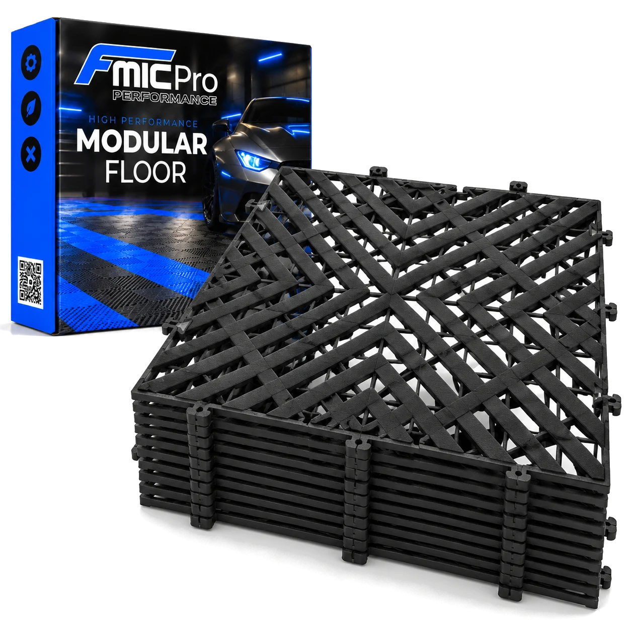 Podłoga modułowa panelowa FMIC.Pro do garażu warsztatu 40x40cm 30mm Czarny 28 sztuk
