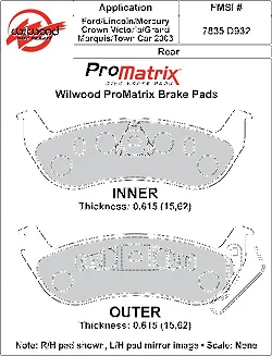 Klocki hamulcowe Wilwood 150-D0932K PM ProMatrix D932 Street Performance Racing Pads .62