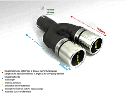 Uniwersalna końcówka tłumika okrągła 60mm długość 170mm średnica montażowa 45mm - N2-03*/45
