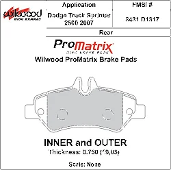 Klocki hamulcowe Wilwood 150-D1317K PM ProMatrix D1317 Street Performance Racing Pads .75