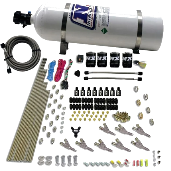 8 Cylinder SSV Direct Port 4 Solenoids with 15Lb Bottle 200-500Hp Jetting Nitrous Express NX 80016-15