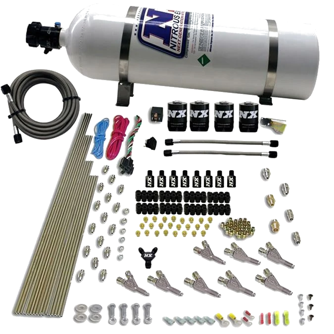 8 Cylinder SSV Direct Port 4 Solenoids with 15Lb Bottle 200-500Hp Jetting Nitrous Express NX 80016-15