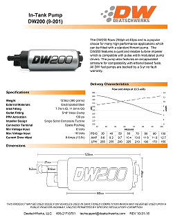 Pompa paliwa DeatschWerks DW200 255 lph Mazda Miata 89-93