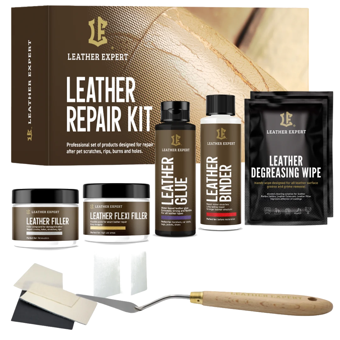Leather Expert Repair Kit zestaw do naprawy ubytków pęknięć i rozdarć skóry 150ml