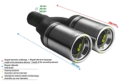 Uniwersalna końcówka tłumika okrągła 80mm długość 200mm średnica montażowa 45mm - N2-07/45