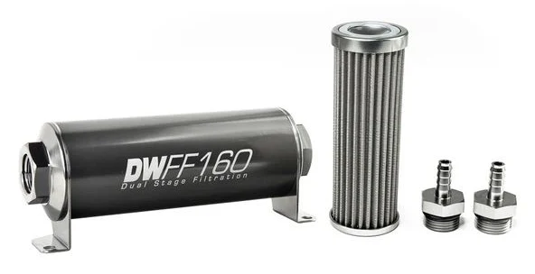 DeatschWerks In-Line Fuel Filter Kit 5/16IN 100 Micron 160mm