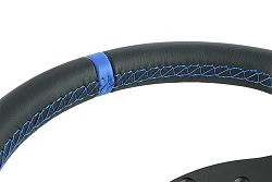 Kierownica sportowa FMIC.Pro D-Shape skórzana 325mm odsadzenie 42mm niebieska