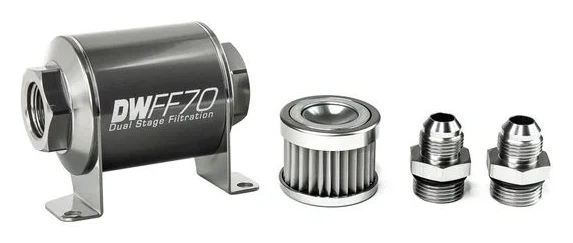 DeatschWerks In-Line Fuel Filter Kit -8AN 5 Micron 70mm