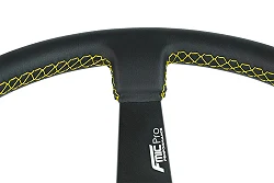 Kierownica sportowa FMIC.Pro Track skórzana 350mm odsadzenie 90mm żółta