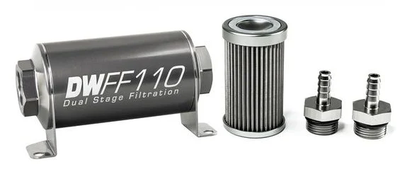 DeatschWerks In-Line Fuel Filter Kit 5/16IN 40 Micron 110mm