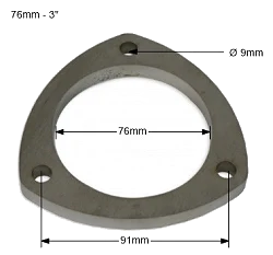 Flansza wydechowa nierdzewna SS304 3'' - 76mm FMIC.EU - 3 otwory