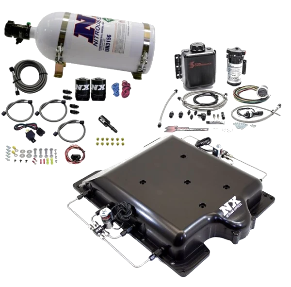 Billet Supercharger Lid with Integrated Nitrous and Water/Methanol with 10Lb Bottle for Dodge Hellcat / Demon Nitrous Express NX 20972BMF-10