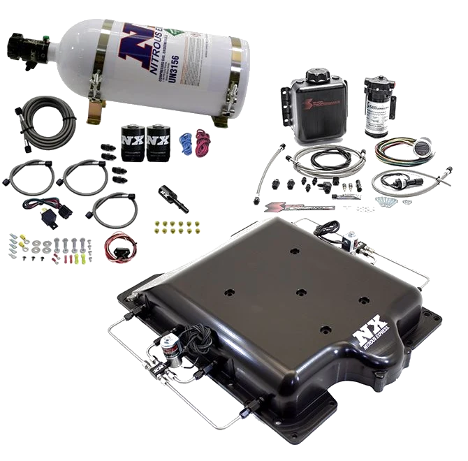 Billet Supercharger Lid with Integrated Nitrous and Water/Methanol with 10Lb Bottle for Dodge Hellcat / Demon Nitrous Express NX 20972BMF-10