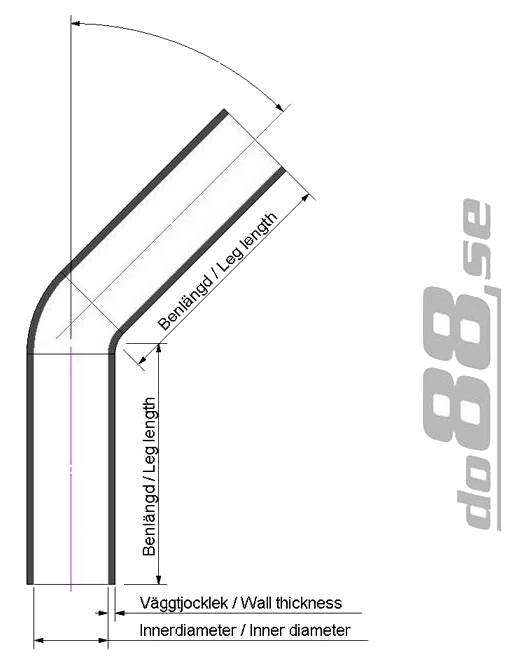 Wąż silikonowy niebieski 25 stopni 2,5 - 3" (63 - 76mm)
