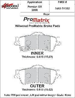 Klocki hamulcowe Wilwood 150-D1352K PM ProMatrix D1352 Street Performance Racing Pads .615