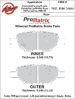 Klocki hamulcowe Wilwood 150-D1033K PM ProMatrix D1033 Street Performance Racing Pads .54