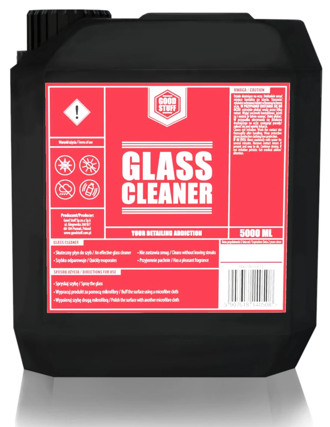 GOOD STUFF Glass Cleaner bez smug amoniaku i alkoholu 5l 5000ml