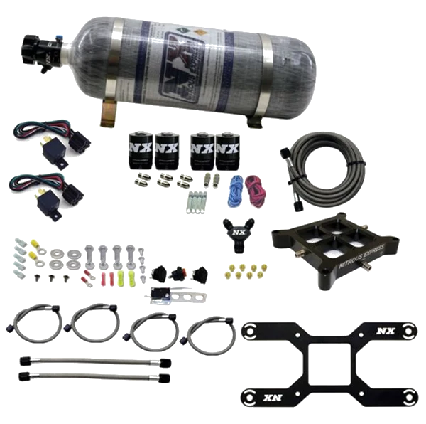 4150 Billet Crossbar Plate System Dual Stage 100-1000Hp with 12Lb Carbon Bottle Nitrous Express NX 66042-12