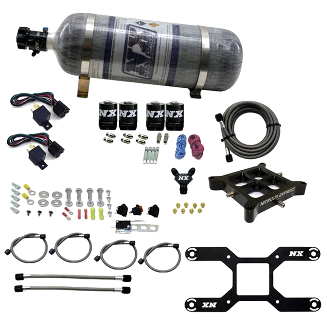 4150 Billet Crossbar Plate System Dual Stage 100-1000Hp with 12Lb Carbon Bottle Nitrous Express NX 66042-12