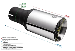 Uniwersalna końcówka tłumika okrągła 80mm długość 120mm średnica montażowa 50mm - N1-61/50