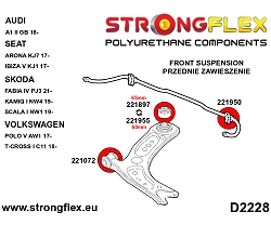 221950A: Tuleja stabilizatora przedniego / tylnego SPORT Audi A3 TT Cupra Seat Ibiza Leon Skoda Fabia Octavia VW Golf