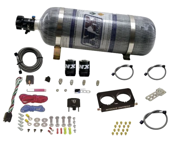 4 Valve Nitrous Plate System-Stock Throttle Body with 12Lb Carbon Bottle for Ford Nitrous Express NX 20950D-12