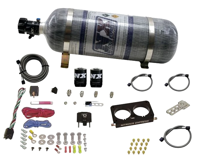 4 Valve Nitrous Plate System-Stock Throttle Body with 12Lb Carbon Bottle for Ford Nitrous Express NX 20950D-12