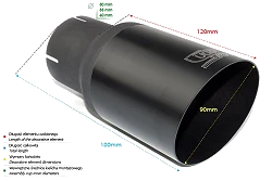 Uniwersalna końcówka tłumika okrągła 90mm długość 120mm średnica montażowa 50mm - NBL1-90-1*/50