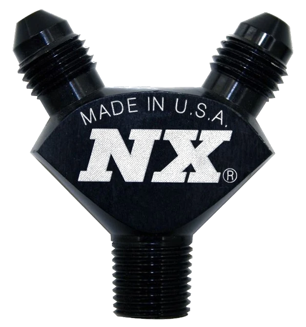 1/8NPT x AN3 x AN3 Billet Pure-Flo Y Fitting Black Nitrous Express NX 16378