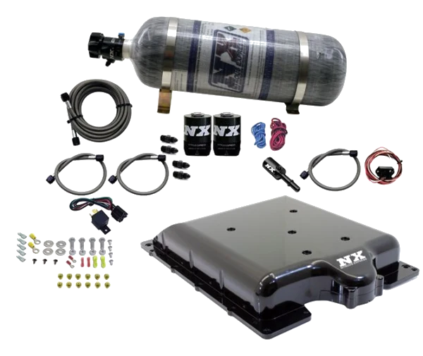 Billet Supercharger Lid with Integrated Nitrous with 12Lb Carbon Bottle for Dodge Hellcat / Demon Nitrous Express NX 20972-12