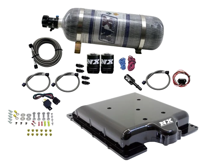 Billet Supercharger Lid with Integrated Nitrous with 12Lb Carbon Bottle for Dodge Hellcat / Demon Nitrous Express NX 20972-12