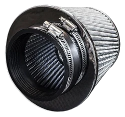 Stożkowy filtr powietrza - średnica montażowa 76mm srebrny
