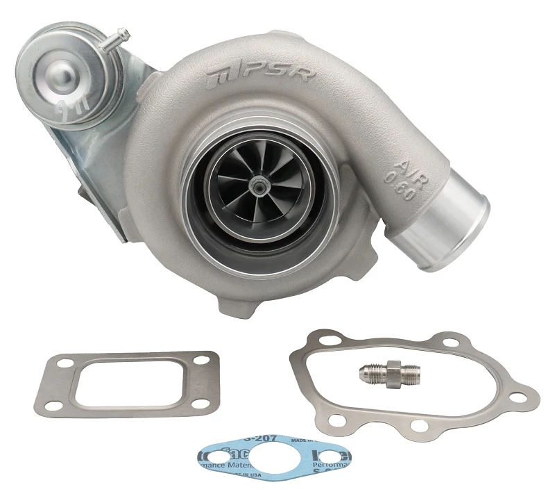 Turbosprężarka Pulsar PSR 2860 Gen2 475HP .86 T25 Wlot 5-Bolt Wylot IWG Stamping Aktuator 14PSI Łożyska kulkowe