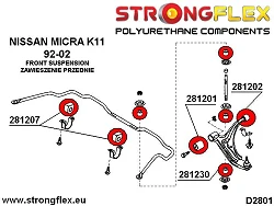 281207B: Tuleja stabilizatora przedniego Nissan 100NX - 281207B_19mm